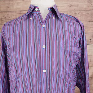 TAILORBYRD COLLECTION STRIPED COLOR BLOCK BUTTON DOWN SHIRT MENS XL